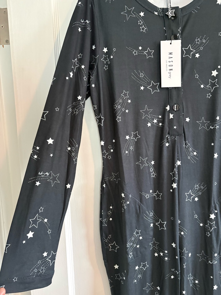 Nwt Masongrey Women's Sleep Onesie Black And White With Stars Size Small — image 4 of 6